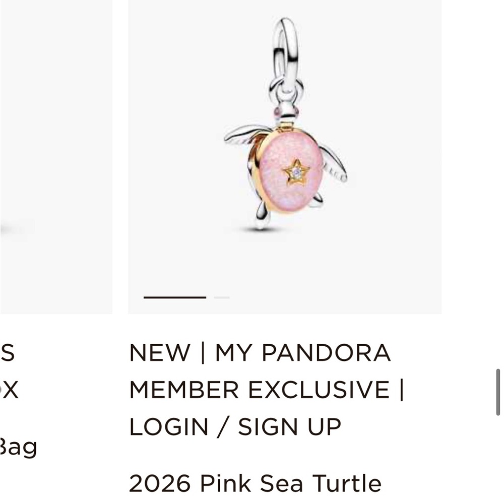 Pandora Pink and Silver Sea Turtle Charm